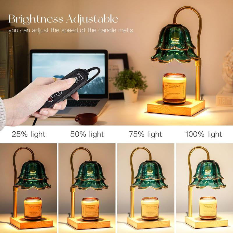 Flower Candle Warmer Lamp with Timer : with 2 Bulbs, Table Lamp Height Adjustable, Home Bedroom Decor, House Warming Gift, Birthday Gift, Gift for Women, Mother'S Day Gifts Decoration Items Ornaments, Halloween Gifts, Christmas Gifts