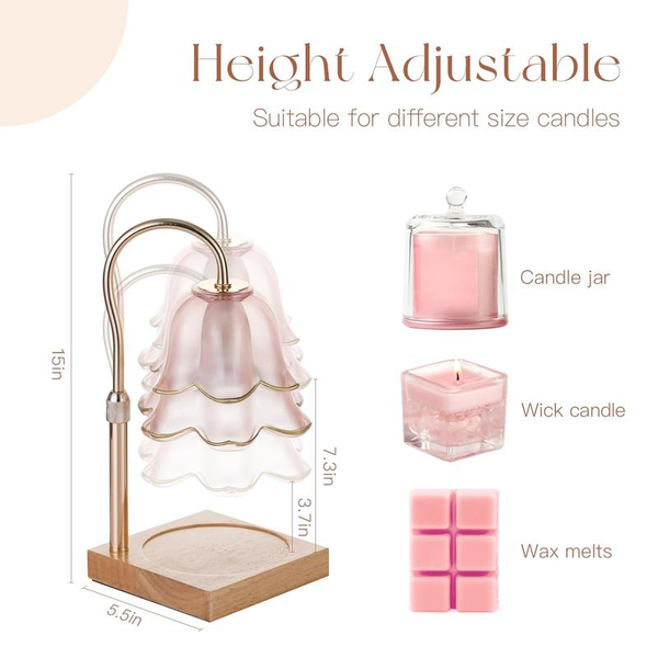 Flower Candle Warmer Lamp with Timer : with 2 Bulbs, Table Lamp Height Adjustable, Home Bedroom Decor, House Warming Gift, Birthday Gift, Gift for Women, Mother'S Day Gifts Decoration Items Ornaments, Halloween Gifts, Christmas Gifts