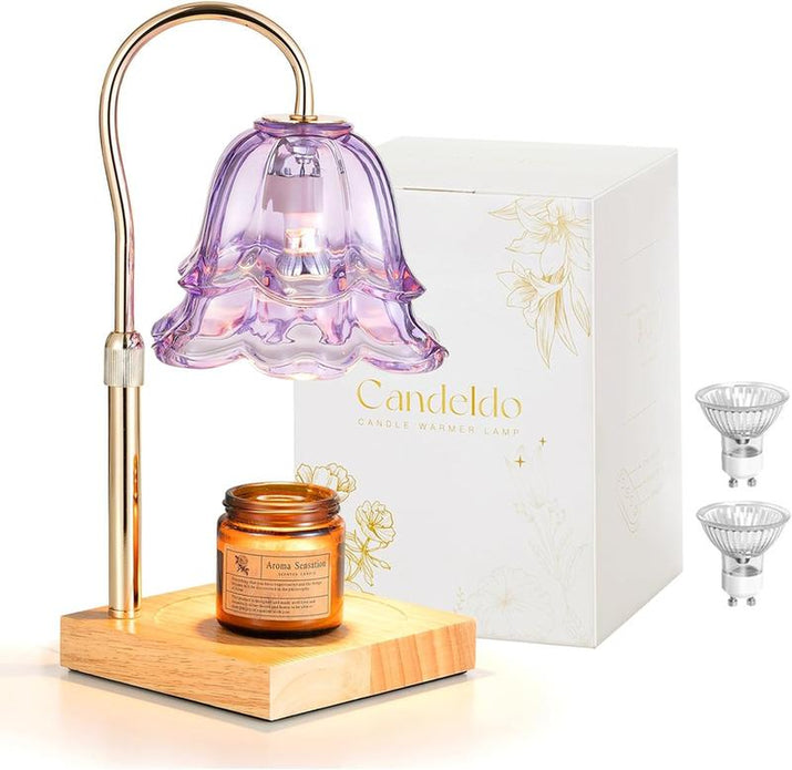 Flower Candle Warmer Lamp with Timer : with 2 Bulbs, Table Lamp Height Adjustable, Home Bedroom Decor, House Warming Gift, Birthday Gift, Gift for Women, Mother'S Day Gifts Decoration Items Ornaments, Halloween Gifts, Christmas Gifts