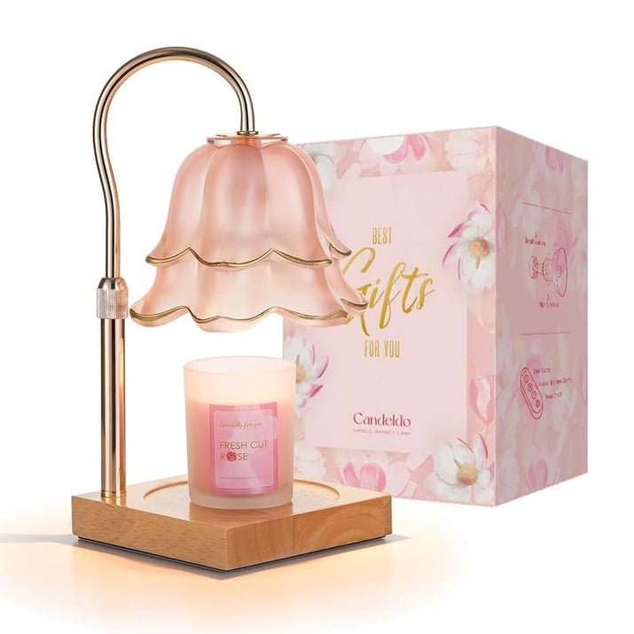 Flower Candle Warmer Lamp with Timer : with 2 Bulbs, Table Lamp Height Adjustable, Home Bedroom Decor, House Warming Gift, Birthday Gift, Gift for Women, Mother'S Day Gifts Decoration Items Ornaments, Halloween Gifts, Christmas Gifts