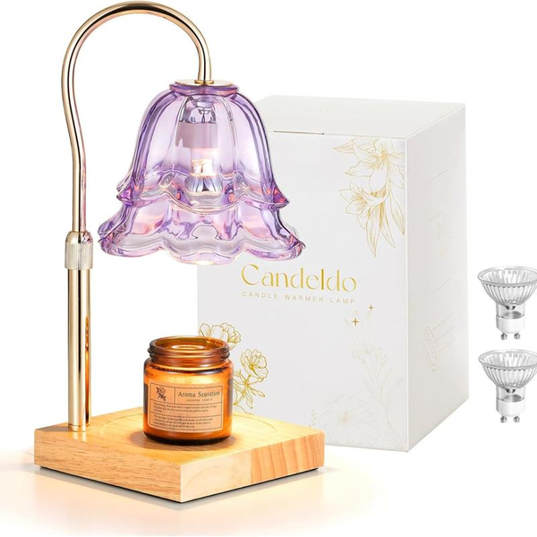 Flower Candle Warmer Lamp with Timer : with 2 Bulbs, Table Lamp Height Adjustable, Home Bedroom Decor, House Warming Gift, Birthday Gift, Gift for Women, Mother'S Day Gifts Decoration Items Ornaments, Halloween Gifts, Christmas Gifts