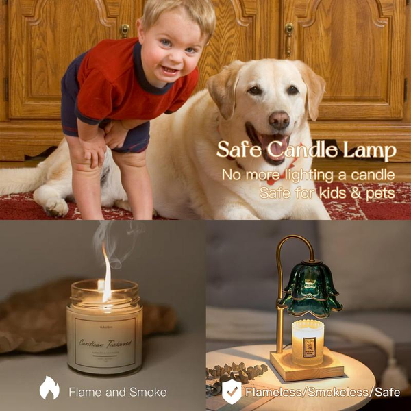 Flower Candle Warmer Lamp with Timer : with 2 Bulbs, Table Lamp Height Adjustable, Home Bedroom Decor, House Warming Gift, Birthday Gift, Gift for Women, Mother'S Day Gifts Decoration Items Ornaments, Halloween Gifts, Christmas Gifts